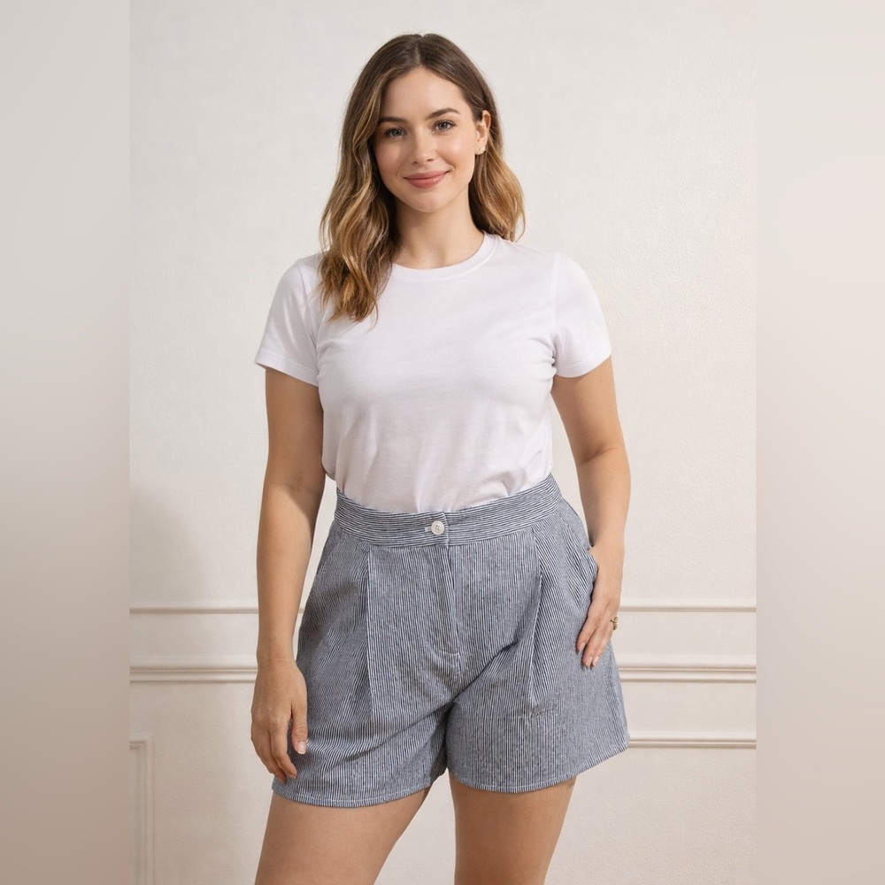 Loup Striped High Waist Pleated Shorts